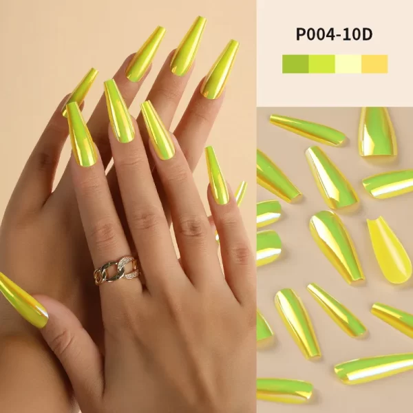 24Pcs/Box Ballerina Press on Nails Tips False Nail Art Full Cover Detachable Artificial Fake Nails Metal Mirror Powder Design - Image 21