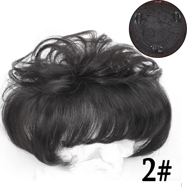 DIFEI Short Curly Hair The Top Of The Head Replacement Piece Hair Covering White Hair Black Color Wig Short Synthetic Wigs - Image 8