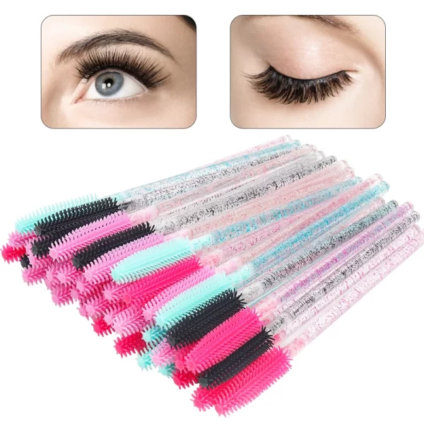 50 Pcs Silicone Crystal Mascara Wands Applicator Disposable Diamond Eyelash Brushes Comb for Women Beauty Makeup Brush Tools - Image 2