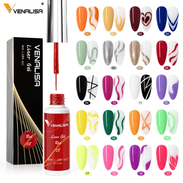8ml VENALISA Liner Gel White Line French Nail Gel Polish 21 Colors Soak Off UV/LED Painting Gel Beautiful Semi Permanent Varnish - Image 2