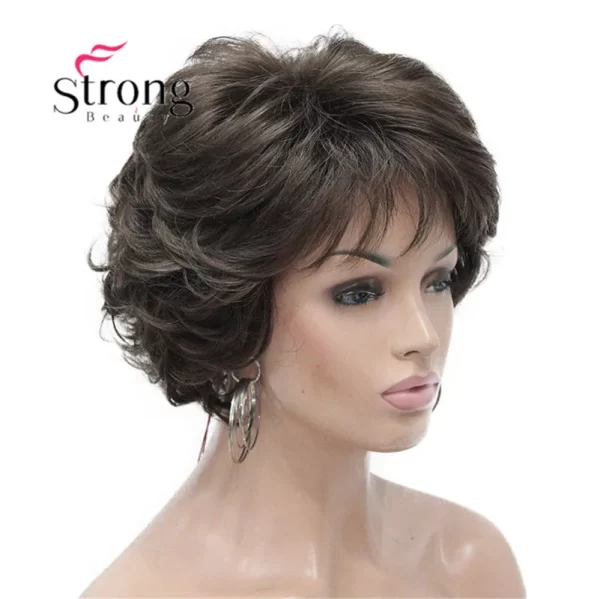 Short Curly Dark Auburn Synthetic Hair Full wig Women's Thick Wigs For Everyday - Image 14