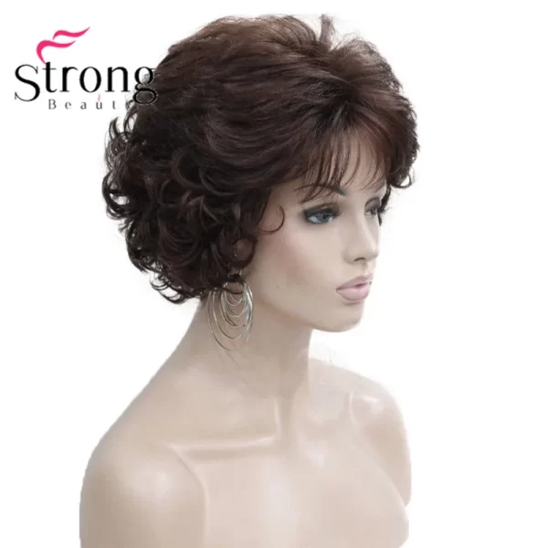 Short Curly Dark Auburn Synthetic Hair Full wig Women's Thick Wigs For Everyday - Image 16