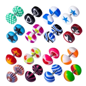 10pc Acrylic Ear Stud Fake Plug Tunnel Stretcher Taper Cheater Expander Cartilage Earring Gauges Piercing Women Body Jewelry 16G