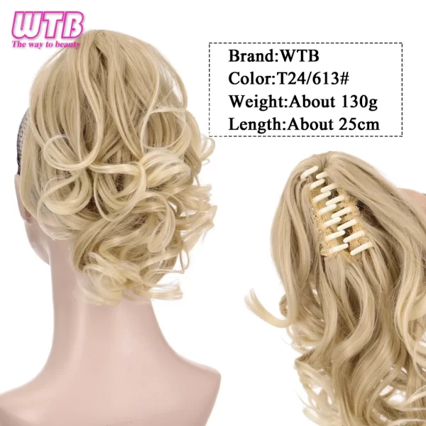 Short Wavy Synthetic Ponytail for Women Black Grey Ombre Claw Clip in Ponytail Hair Extensions Daily Use Party Fake Hairpieces - Image 14