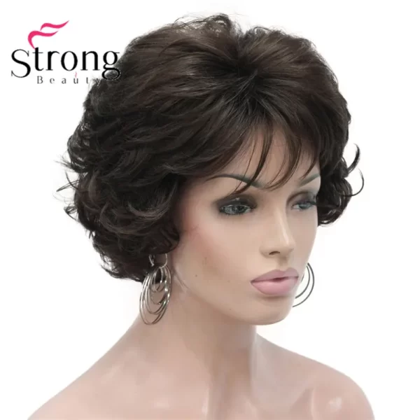 Short Curly Dark Auburn Synthetic Hair Full wig Women's Thick Wigs For Everyday - Image 15