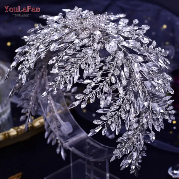 YouLaPan HP420 Wedding Accessories Bridal Headpieces Luxurious Banquet Jewelry Headdresses Bride Tiara and Crown Flower Headband - Image 2
