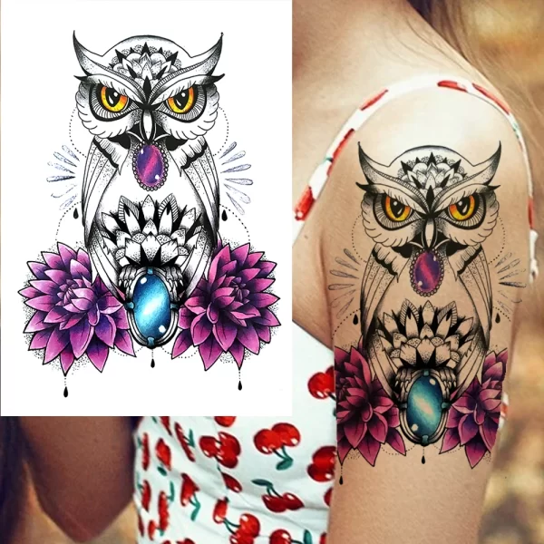 Black Moon Deer Cat Tiger Temporary Tattoos For Women Adults Fake Bird Flower Peony Rose Tattoo Sticker Geometry Armband Tatto - Image 13
