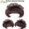 DIFEI Short Curly Hair The Top Of The Head Replacement Piece Hair Covering White Hair Black Color Wig Short Synthetic Wigs - Image 6