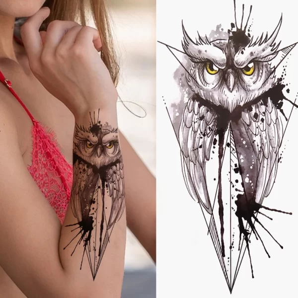 3D Black Flower Temporary Tattoos For Women Rose Peony Lotus Tattoo Sticker Fake Jewelry Chains Geometric Triangle Tatoo Decal - Image 11