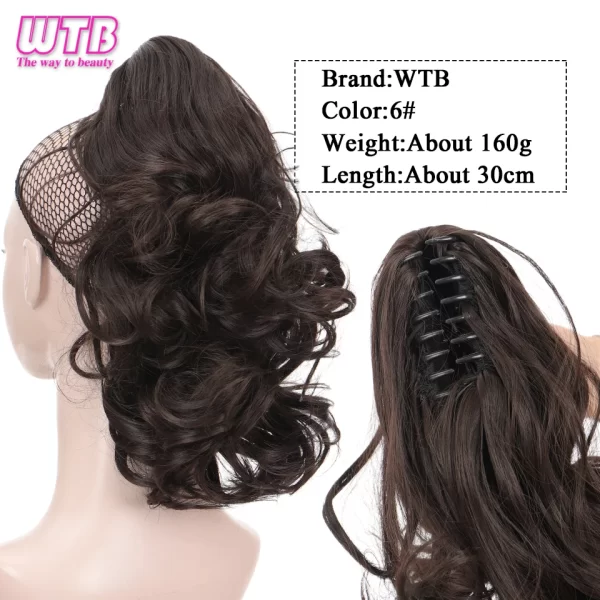 Short Wavy Synthetic Ponytail for Women Black Grey Ombre Claw Clip in Ponytail Hair Extensions Daily Use Party Fake Hairpieces - Image 13