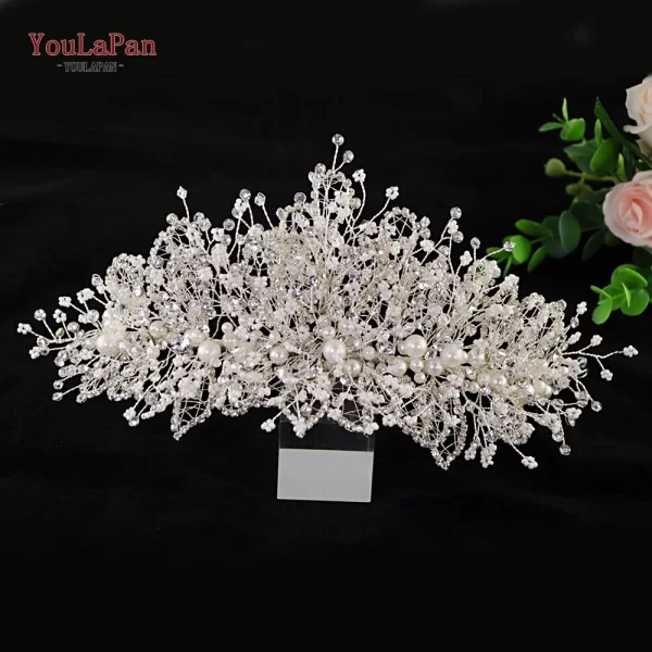 YouLaPan HP420 Wedding Accessories Bridal Headpieces Luxurious Banquet Jewelry Headdresses Bride Tiara and Crown Flower Headband - Image 15