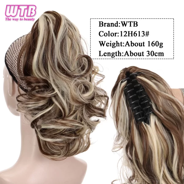 Short Wavy Synthetic Ponytail for Women Black Grey Ombre Claw Clip in Ponytail Hair Extensions Daily Use Party Fake Hairpieces - Image 11