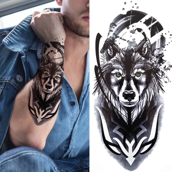 3D Black Flower Temporary Tattoos For Women Rose Peony Lotus Tattoo Sticker Fake Jewelry Chains Geometric Triangle Tatoo Decal - Image 17