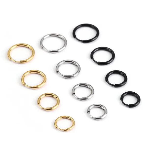 1 pair Women/Man Stainless Steel Small Hoops Earring Piercing Ear Cartilage Tragus Simple Thin Circle Anti-allergic Ear Buckle - Image 2