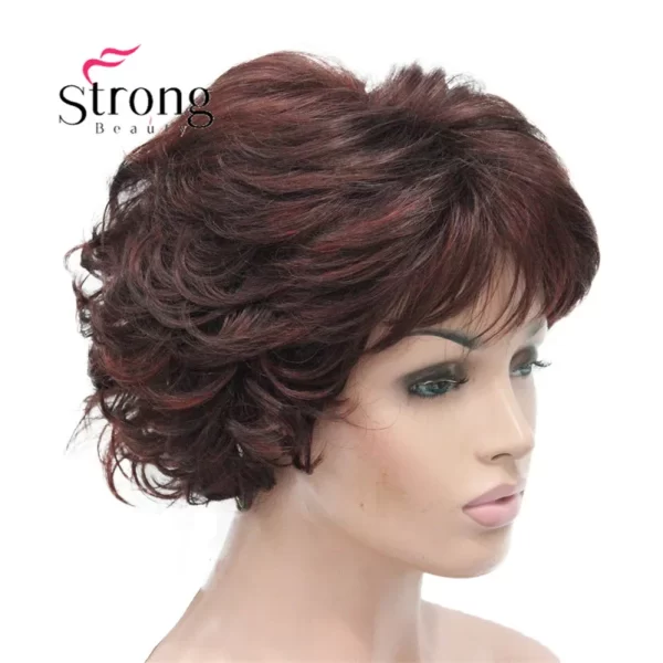 Short Curly Dark Auburn Synthetic Hair Full wig Women's Thick Wigs For Everyday - Image 12