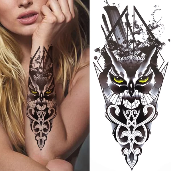 3D Black Flower Temporary Tattoos For Women Rose Peony Lotus Tattoo Sticker Fake Jewelry Chains Geometric Triangle Tatoo Decal - Image 24