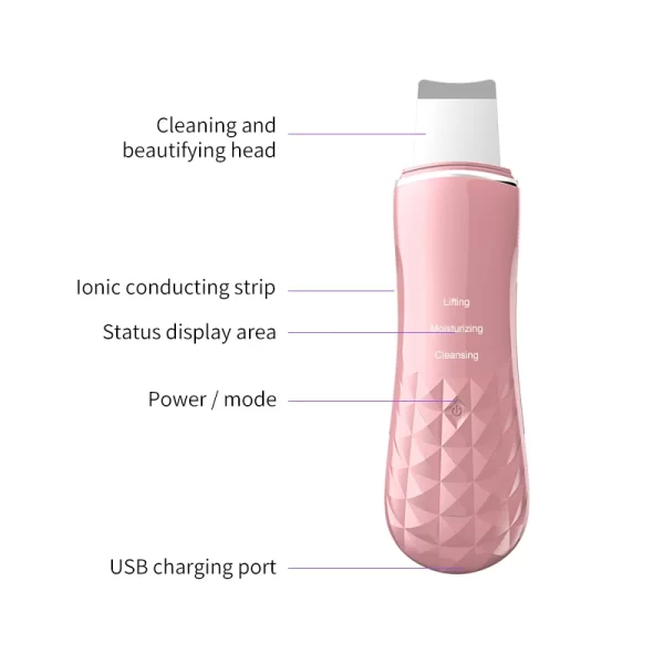 42℃ Heating Ultrasonic Facial Skin Scrubber Constant Temperature Ion Deep Face Cleaning Peeling Shovel Exfoliating Skin Care - Image 6