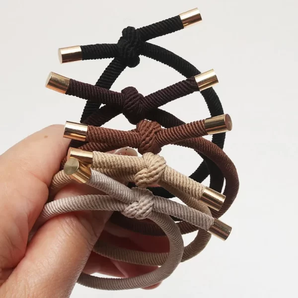 10PCS Women Elastic Hair Rubber Bands High Quality Girls Hair Bands Hair Scrunchies Gold Plated  Hair Accessories Hair Gum/Tie - Image 4