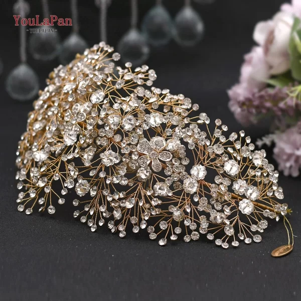 YouLaPan HP420 Wedding Accessories Bridal Headpieces Luxurious Banquet Jewelry Headdresses Bride Tiara and Crown Flower Headband - Image 13