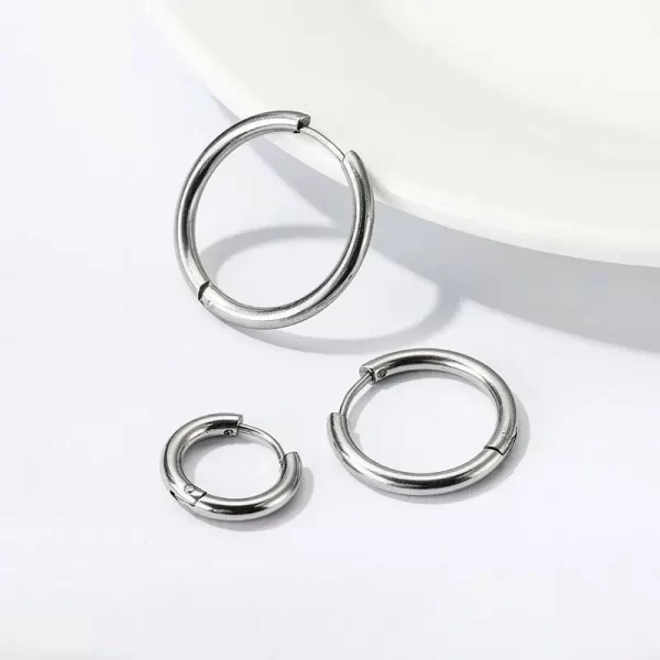 1 pair Women/Man Stainless Steel Small Hoops Earring Piercing Ear Cartilage Tragus Simple Thin Circle Anti-allergic Ear Buckle - Image 3