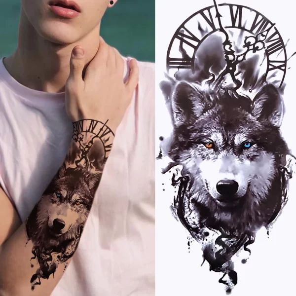 3D Black Flower Temporary Tattoos For Women Rose Peony Lotus Tattoo Sticker Fake Jewelry Chains Geometric Triangle Tatoo Decal - Image 18