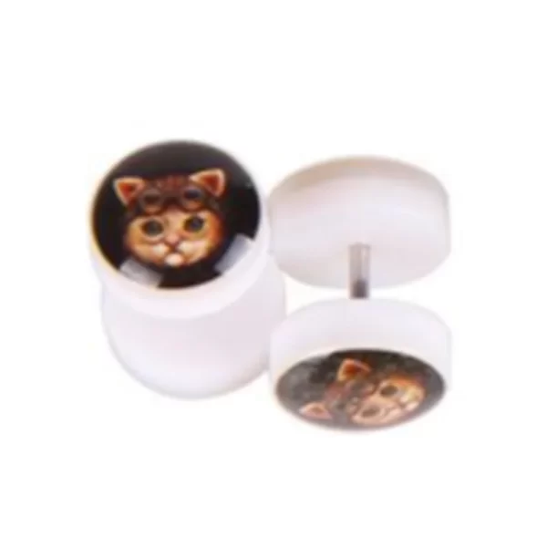 1Pair Steel Skull Cheater Plugs Fake Tunnels Ear Gauges Cat Punk Faux Percing Oreille Acrylic Falso Piercing Oreja Dilataciones - Image 23