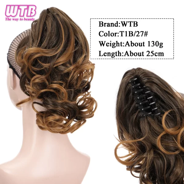 Short Wavy Synthetic Ponytail for Women Black Grey Ombre Claw Clip in Ponytail Hair Extensions Daily Use Party Fake Hairpieces - Image 12