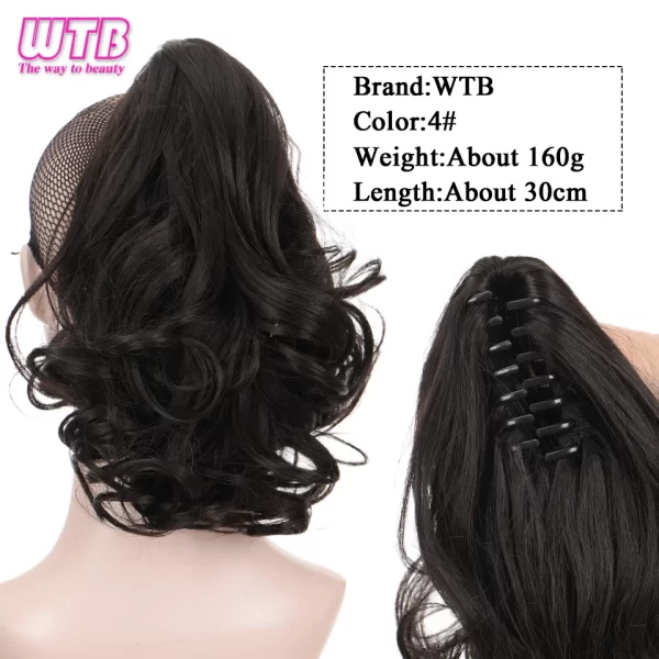 Short Wavy Synthetic Ponytail for Women Black Grey Ombre Claw Clip in Ponytail Hair Extensions Daily Use Party Fake Hairpieces - Image 15