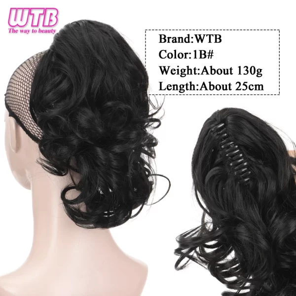 Short Wavy Synthetic Ponytail for Women Black Grey Ombre Claw Clip in Ponytail Hair Extensions Daily Use Party Fake Hairpieces - Image 19