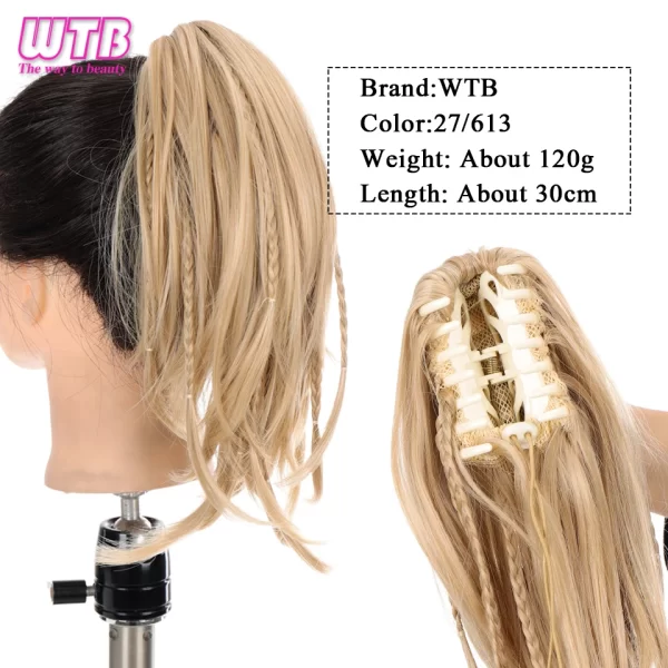 Short Wavy Synthetic Ponytail for Women Black Grey Ombre Claw Clip in Ponytail Hair Extensions Daily Use Party Fake Hairpieces - Image 17