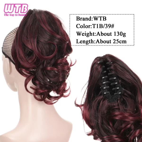 Short Wavy Synthetic Ponytail for Women Black Grey Ombre Claw Clip in Ponytail Hair Extensions Daily Use Party Fake Hairpieces - Image 16