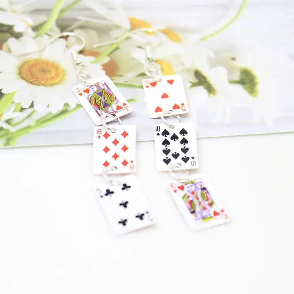 Yamily 1pair/Women Funny Poker Cards Drop Creative Simulation Dangle Earrings For Jewelry Gifts - Image 5