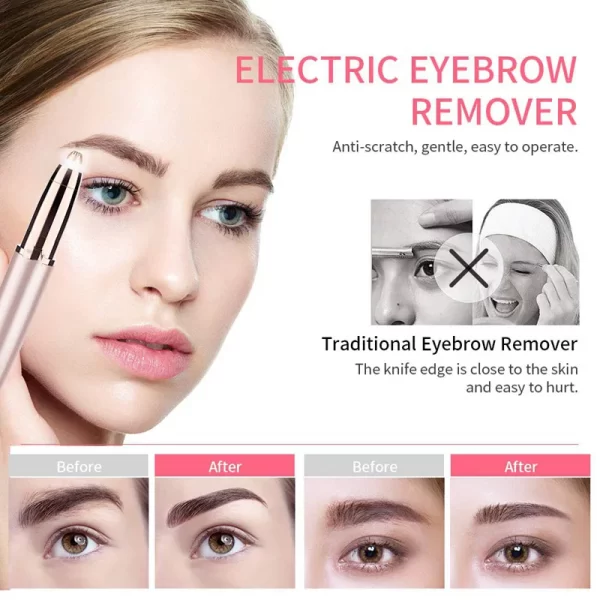 Electric Eyebrow Trimmer Women Mini Eyebrow Shaver Instant Painless Face Brows Hair Remover Epilator Portable Razors - Image 2