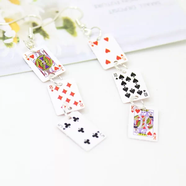 Yamily 1pair/Women Funny Poker Cards Drop Creative Simulation Dangle Earrings For Jewelry Gifts - Image 4