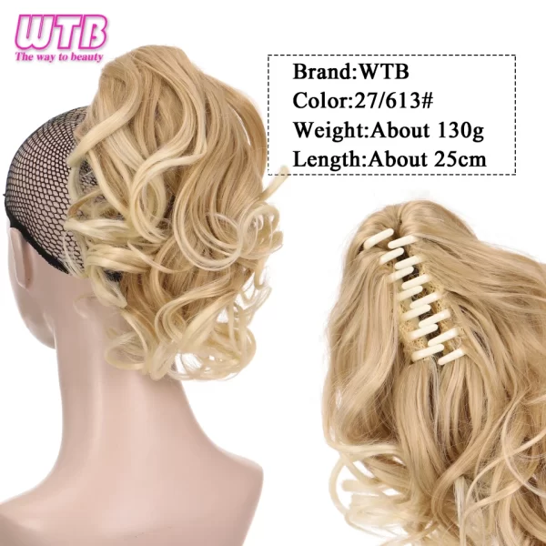 Short Wavy Synthetic Ponytail for Women Black Grey Ombre Claw Clip in Ponytail Hair Extensions Daily Use Party Fake Hairpieces - Image 7