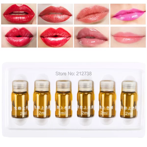 12pcs Effective Eyebrow Lips Tattoo Makeup Fixed Color Liquid Permanent Tattoos Make Up Auxiliary Agent -C0