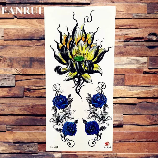 Sexy Lily Sweatpea Large Flower Temporary Tattoo Stickers For Women Body Art Arm Girl Waterproof Butterfly Fake Tattoo Sleeve - Image 4