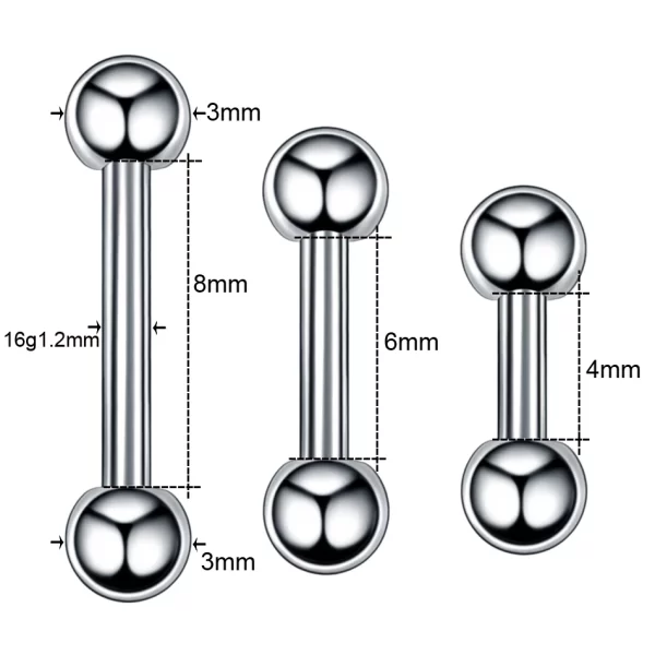 1PC G23 Titanium Fashion Round Ball Barbell Ear Stud Earrings Tragus Conch Helix Orelha Cartilage Piercing Jewelry 16G - Image 2