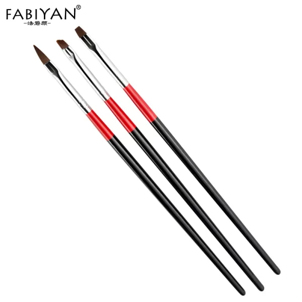 3Pcs Nail Art Brush UV Gel Set Design Pen Painting Dotting Tools Black and Red Handle Wholesales Acrylic Manicure Tools - Image 6