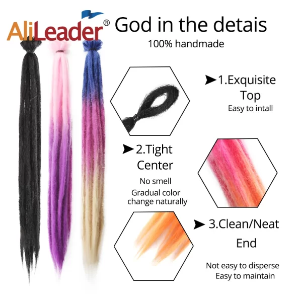 5 Strands Reggae Synthetic 20 36inch Handmade Dreadlocks Hair Extensions Faux Locks Crochet Hair Braid Hairpiece For Women/Men - Image 4