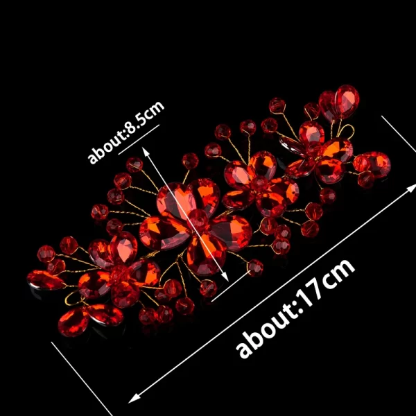 Fashion Red Crystal Beads Hairband Wedding Hair Jewelry Bridal Hairwear Handmade Flower Headband For Bride - Image 3
