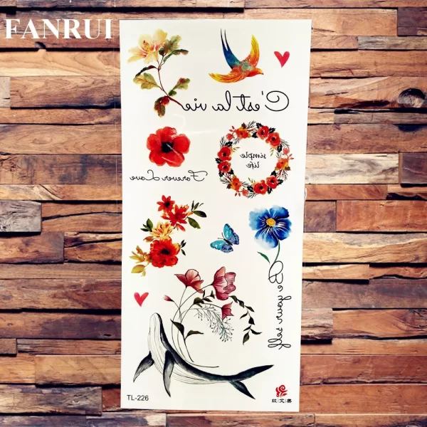 Sexy Lily Sweatpea Large Flower Temporary Tattoo Stickers For Women Body Art Arm Girl Waterproof Butterfly Fake Tattoo Sleeve - Image 17