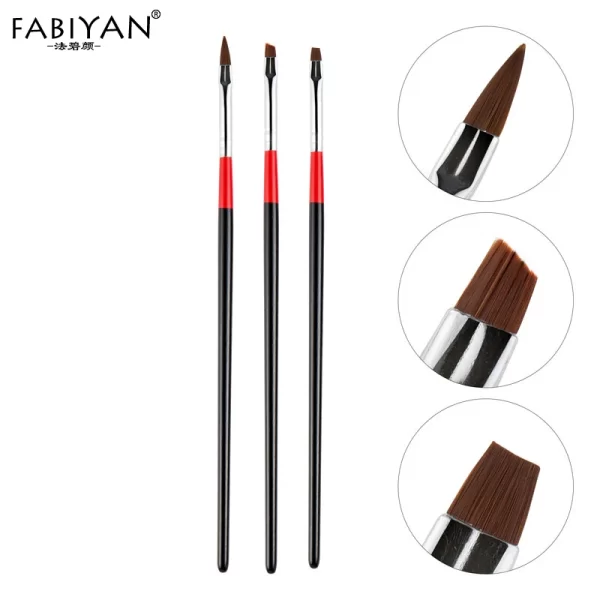 3Pcs Nail Art Brush UV Gel Set Design Pen Painting Dotting Tools Black and Red Handle Wholesales Acrylic Manicure Tools - Image 2