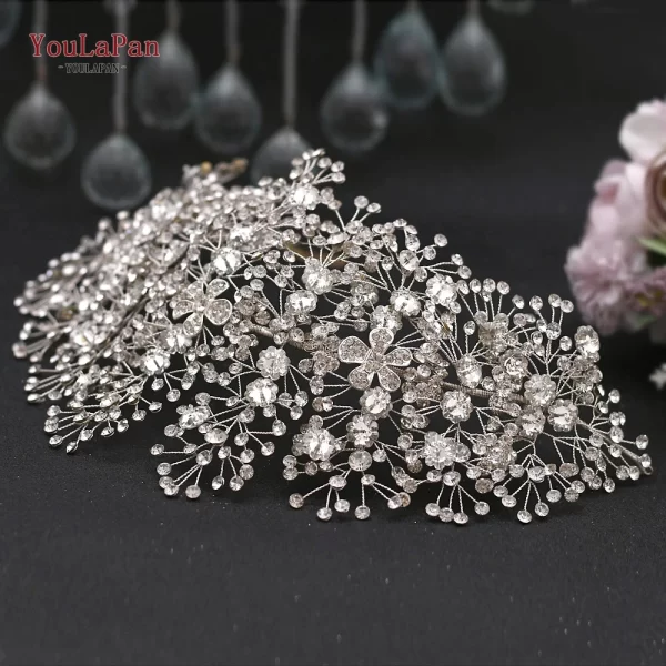 YouLaPan HP420 Wedding Accessories Bridal Headpieces Luxurious Banquet Jewelry Headdresses Bride Tiara and Crown Flower Headband - Image 16