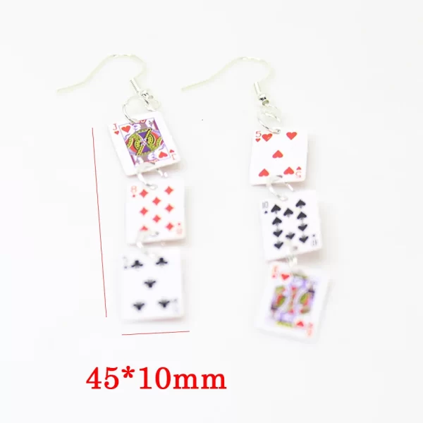 Yamily 1pair/Women Funny Poker Cards Drop Creative Simulation Dangle Earrings For Jewelry Gifts - Image 2