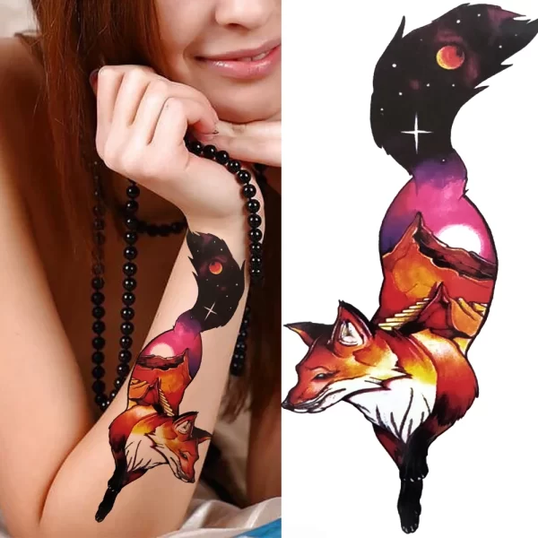 3D Black Flower Temporary Tattoos For Women Rose Peony Lotus Tattoo Sticker Fake Jewelry Chains Geometric Triangle Tatoo Decal - Image 15