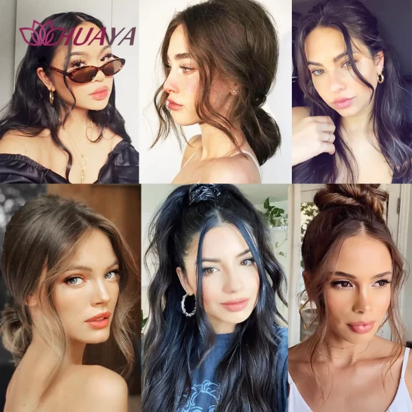 HUAYA Synthetic Hair Bangs Clips Front Side Long Bangs Fake Fringe Clip In Hair Extensions Accessories for Women - Image 6