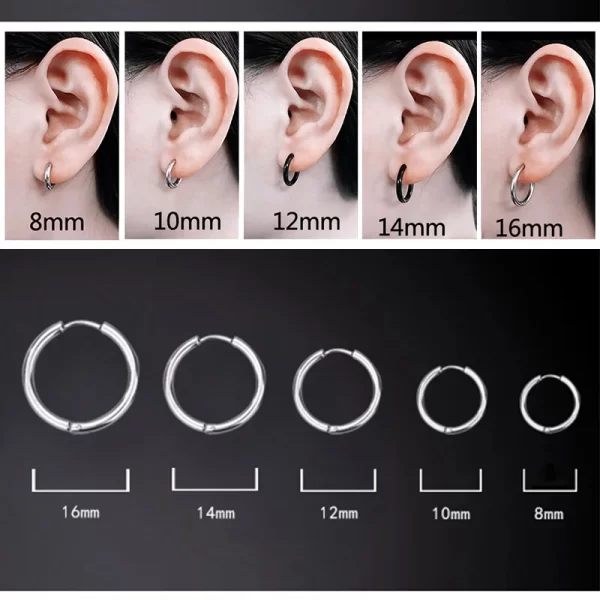 1 pair Women/Man Stainless Steel Small Hoops Earring Piercing Ear Cartilage Tragus Simple Thin Circle Anti-allergic Ear Buckle - Image 4