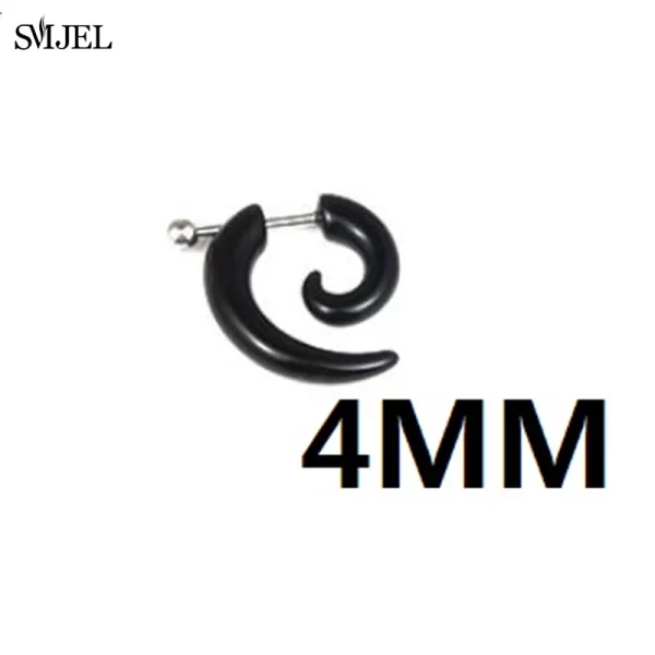 Punk Black Acrylic Fake Cheater Spiral Ear Taper Gauges Expander Earring Tunnel Plugs Piercing Body Jewelry 10MM/8MM/6MM/5MM/4MM - Image 8