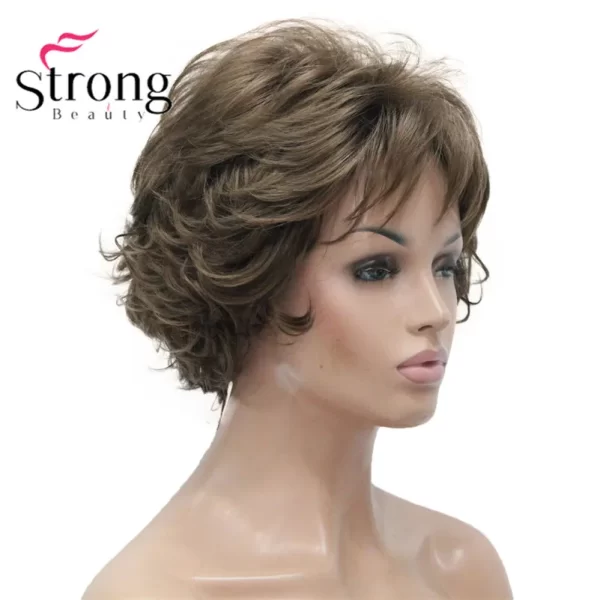 Short Curly Dark Auburn Synthetic Hair Full wig Women's Thick Wigs For Everyday - Image 9